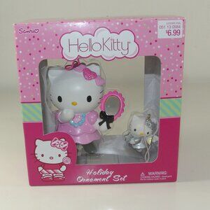 HELLO KITTY Vintage Christmas Decoration Ornament In Original Box 2 Piece Set